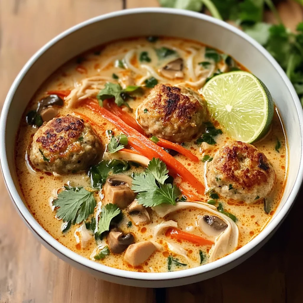 Coconut Thai Chicken Meatball Soup