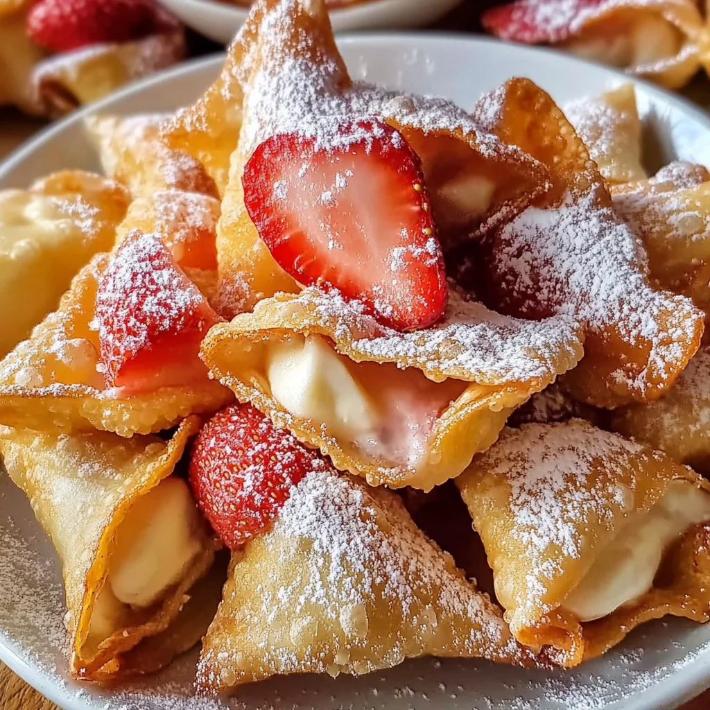 Quick Strawberry Cheesecake Wontons